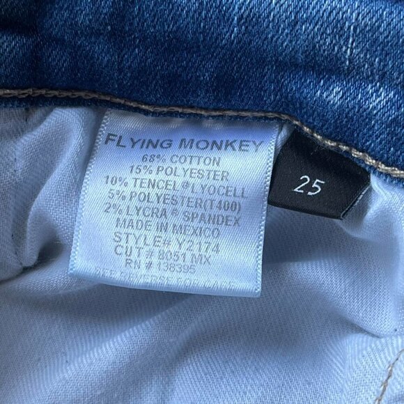 Flying Monkey Mid Rise Tuxedo Side Slit Skinny Crop Jeans - Picture 7 of 7